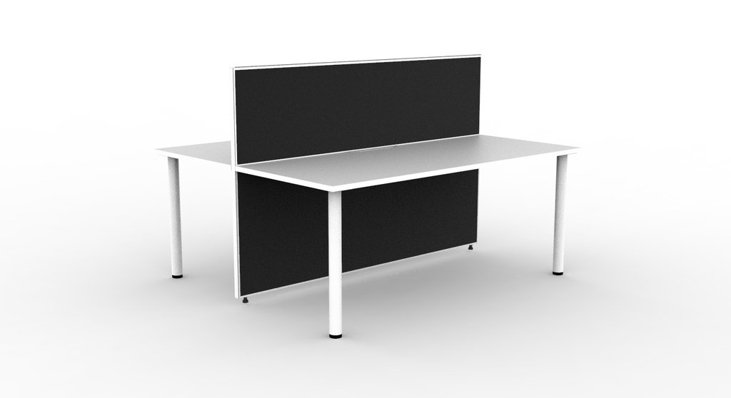 SHUSH30 Double Sided Workstation - 2 Person - Round Leg - White (1)