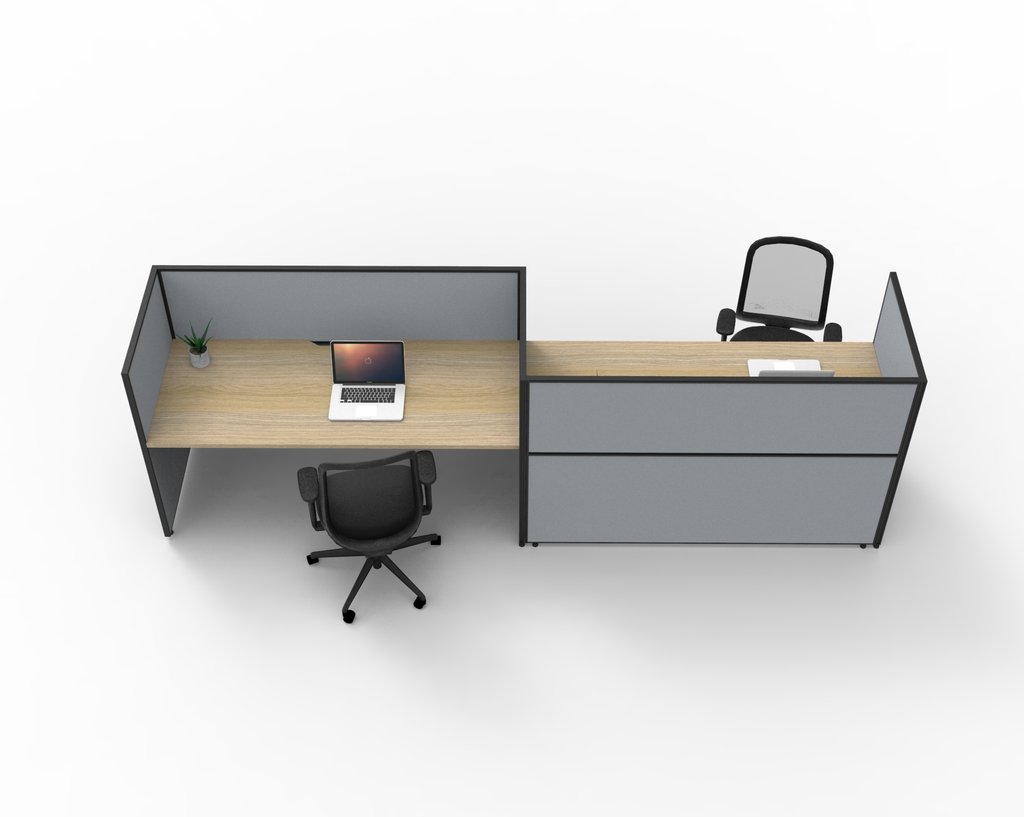 SHUSH30 Workstation - 2 Person 'S' Configuration - Oak (4)
